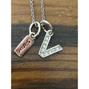 UTC Sterling Sterling “V” Initial Pendant Necklace “Sister” Gift 18”